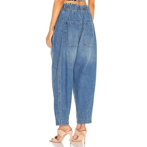 We the Free Sawyer Pull On BG Oversized Baggy Barrel Jeans Medium Wash Sz L - Picture 5 of 16